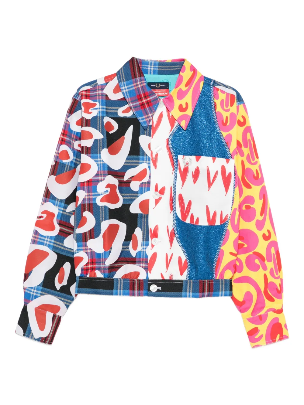 Укороченная куртка в клетку тартан из коллаборации с Fred Perry Charles Jeffrey Loverboy, белый 
Укороченная куртка в клетку тартан из коллаборации с Fred Perry Charles Jeffrey Loverboy, белый