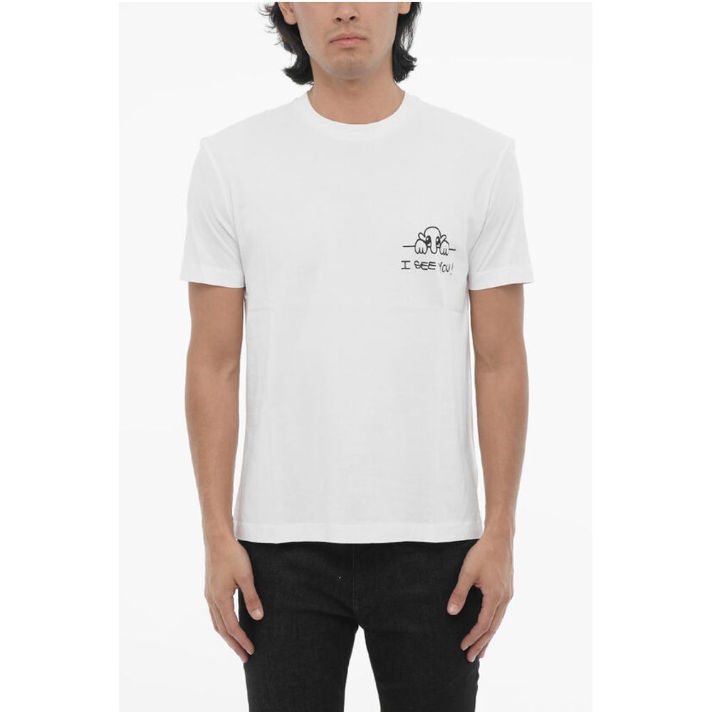 Футболка I SEE YOU из хлопка с круглым вырезом и приталенным кроем Neil Barrett, White 
Футболка I SEE YOU из хлопка с круглым вырезом и приталенным кроем Neil Barrett, White
