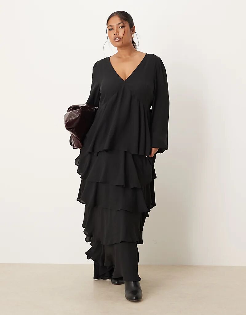 Платье макси Pretty Lavish Curve Ashton с оборками черного цвета
Платье макси Pretty Lavish Curve Ashton с оборками черного цвета