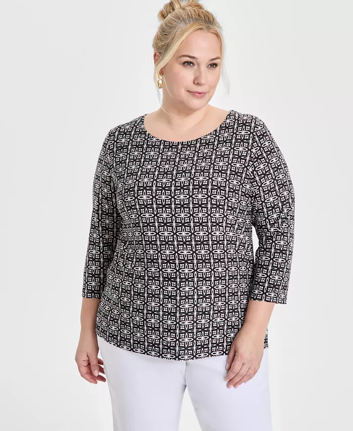 Женская блузка с жаккардовым принтом и рукавом 3/4 JM Collection, черный
Женская блузка с жаккардовым принтом и рукавом 3/4 JM Collection, черный