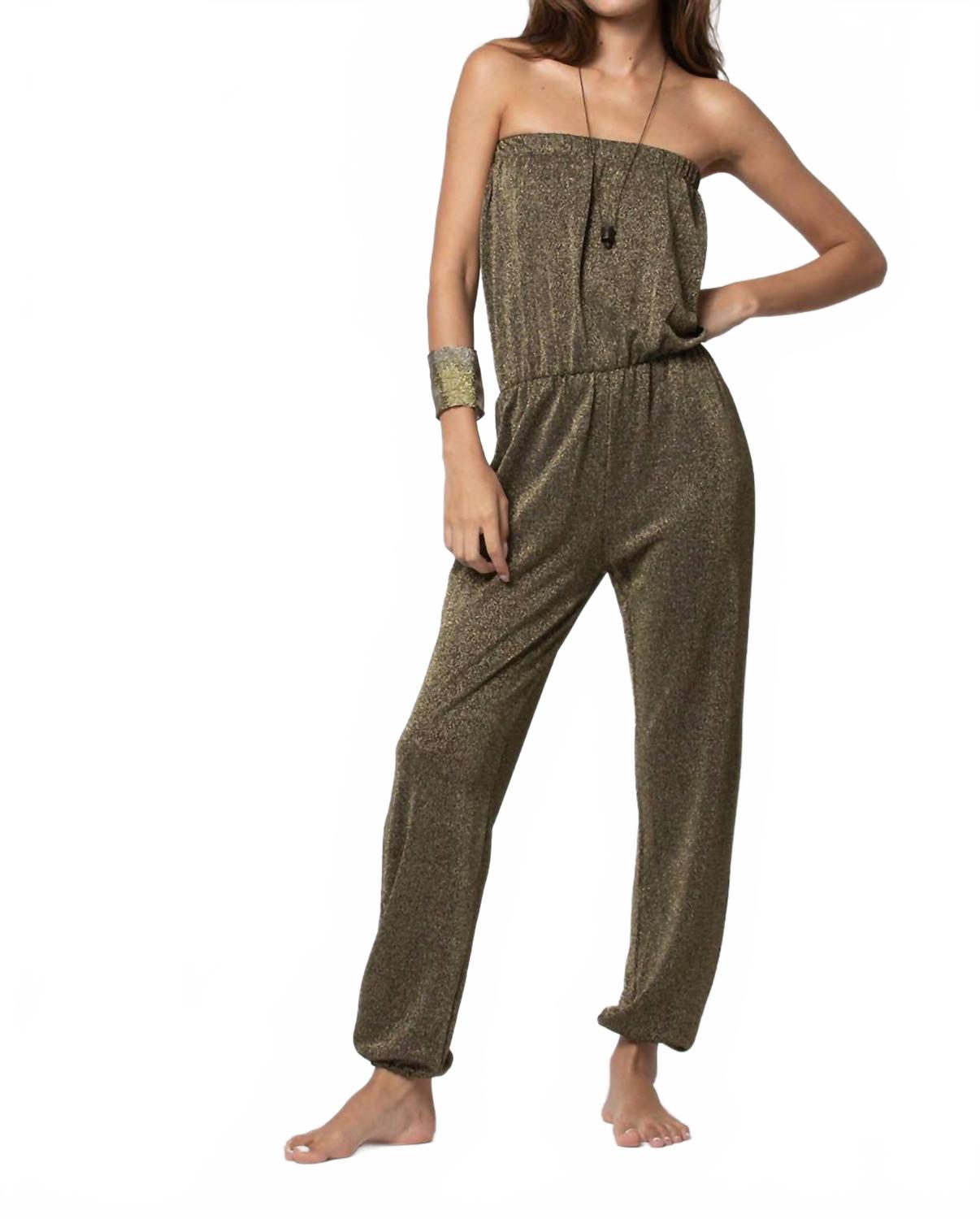 Комбинезон с блестками на топе и брюками в золоте/хаки BELIZA
Комбинезон с блестками на топе и брюками в золоте/хаки BELIZA