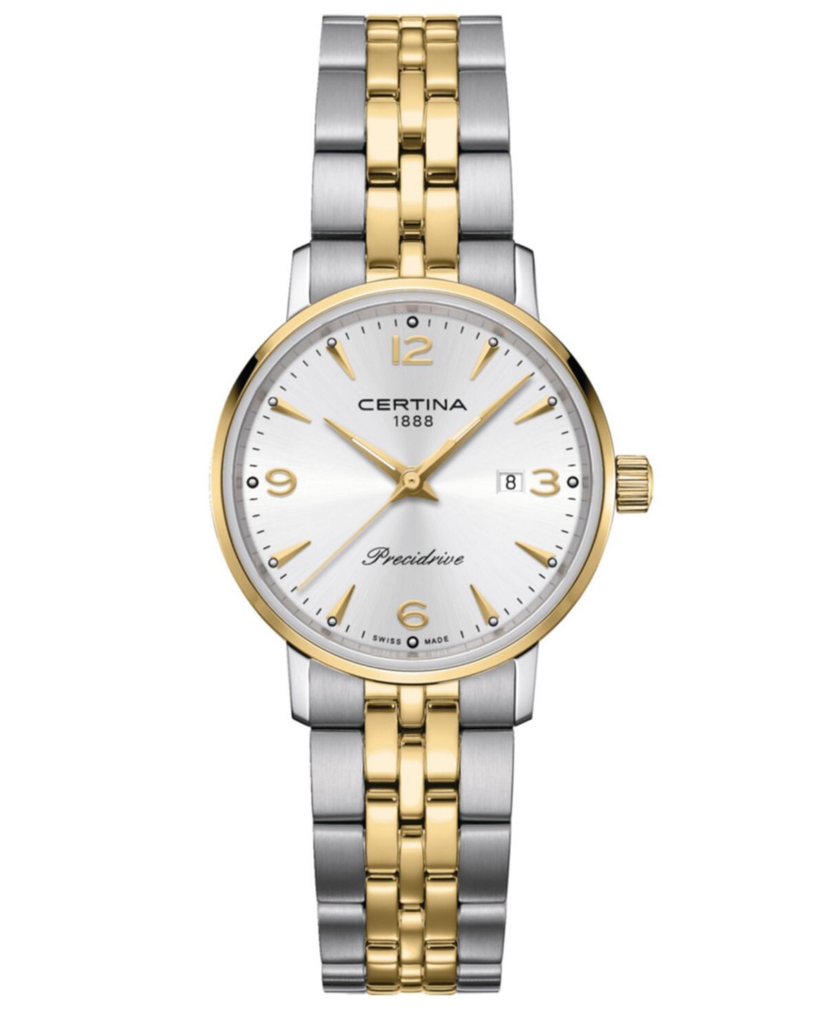 Женские швейцарские часы DS Caimano с двухцветным браслетом из нержавеющей стали, 28 мм Certina, серебро
Женские швейцарские часы DS Caimano с двухцветным браслетом из нержавеющей стали, 28 мм Certina, серебро