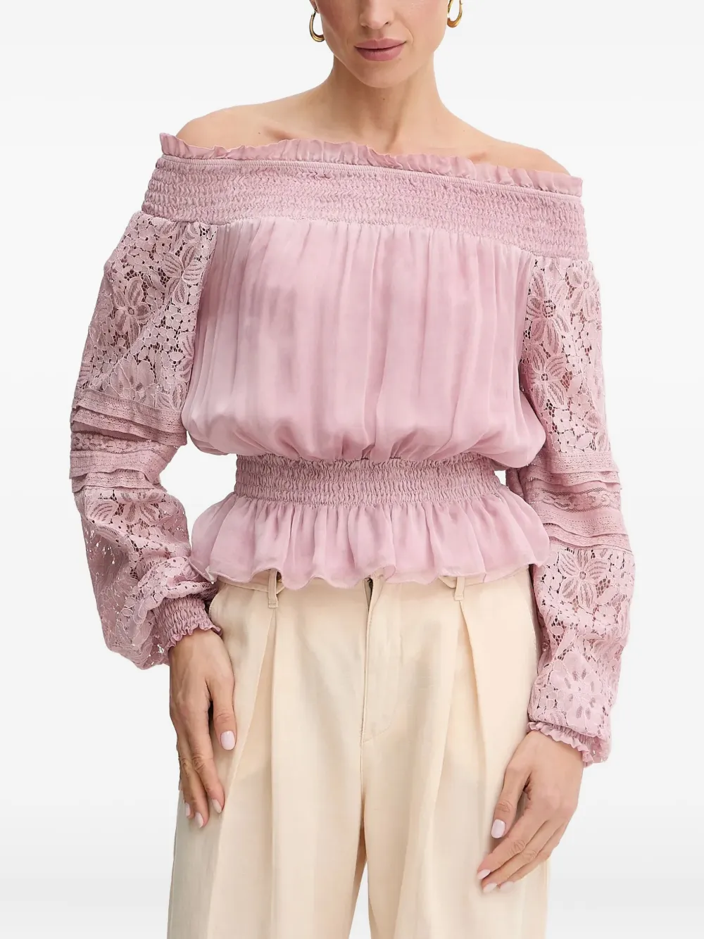 Блузка с кружевными рукавами GUESS USA, розовый
Блузка с кружевными рукавами GUESS USA, розовый