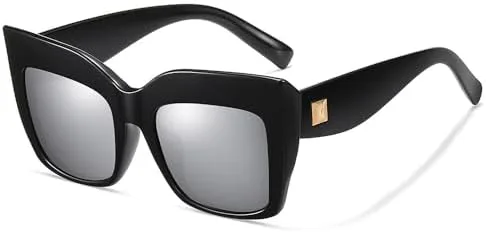 Модные солнцезащитные очки большого квадратного размера для женщин в стиле ретро, солнцезащитные очки с защитой от УФ-излучения UV400 для женщин MTZJH, Silver Lens
Модные солнцезащитные очки большого квадратного размера для женщин в стиле ретро, солнцезащитные очки с защитой от УФ-излучения UV400 для женщин MTZJH, Silver Lens