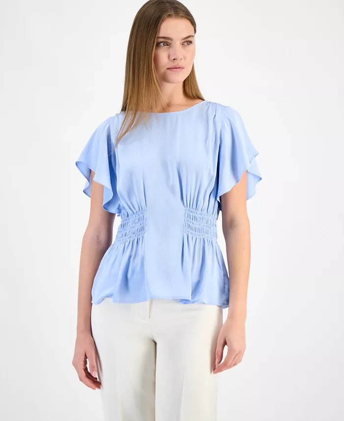 Укороченный топ с присборенной талией и рукавами-крылышками Petite Anne Klein, синий
Укороченный топ с присборенной талией и рукавами-крылышками Petite Anne Klein, синий