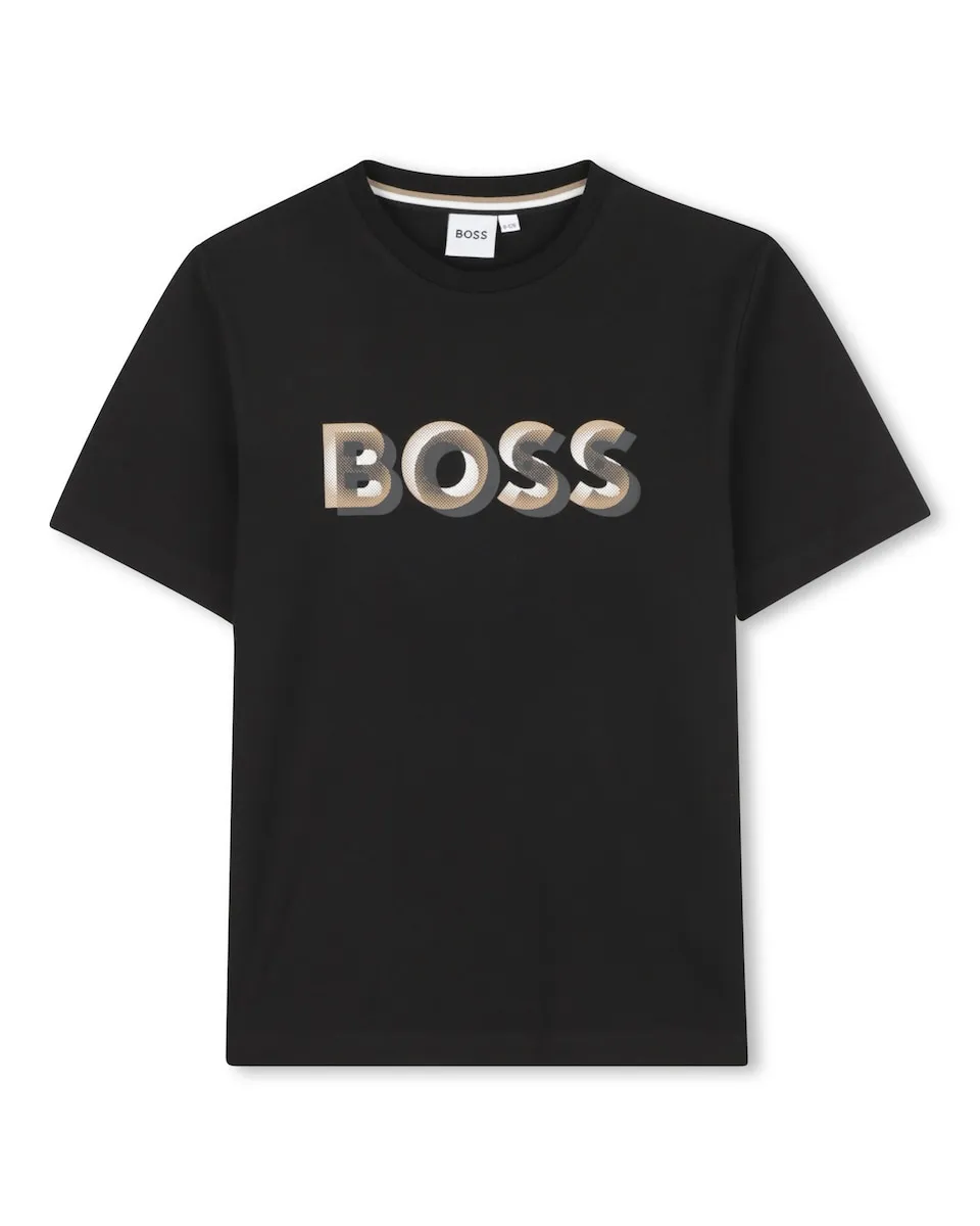 Детская хлопковая футболка с логотипом спереди BOSS Kidswear, черный
Детская хлопковая футболка с логотипом спереди BOSS Kidswear, черный
