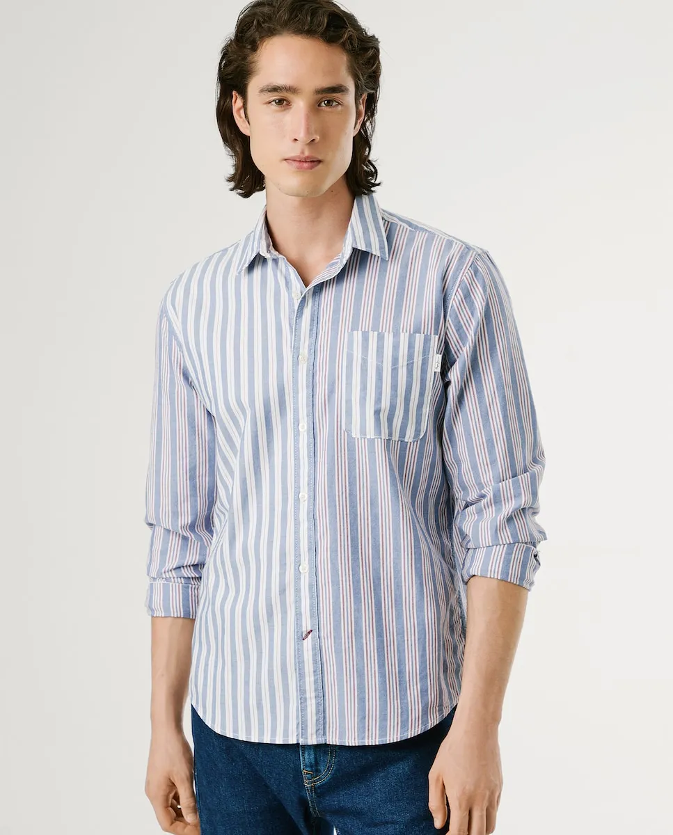 Мужская рубашка Оксфорд с регулярным кроем и полосатым принтом Pepe Jeans, светло-голубой
Мужская рубашка Оксфорд с регулярным кроем и полосатым принтом Pepe Jeans, светло-голубой