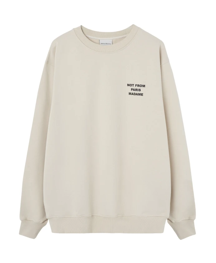 Свитер из французской махровой ткани с надписью «Не из Парижа, мадам». Drole De Monsieur, бежевый
Свитер из французской махровой ткани с надписью «Не из Парижа, мадам». Drole De Monsieur, бежевый