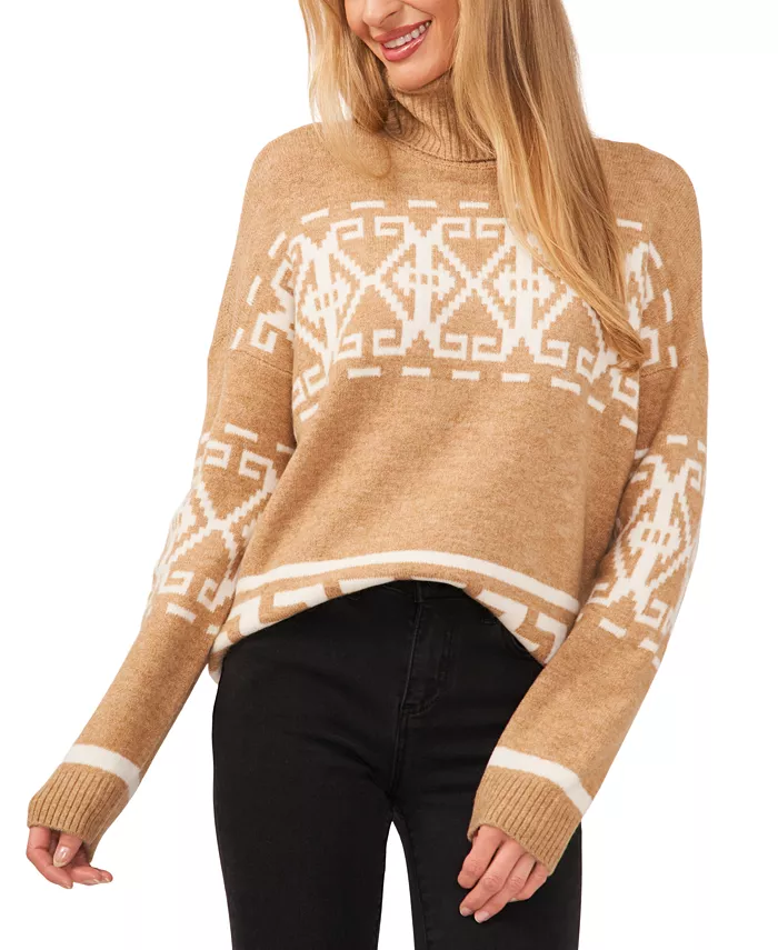 Женская водолазка с длинными рукавами и узором «фэр-айл» CeCe, коричневый
Женская водолазка с длинными рукавами и узором «фэр-айл» CeCe, коричневый