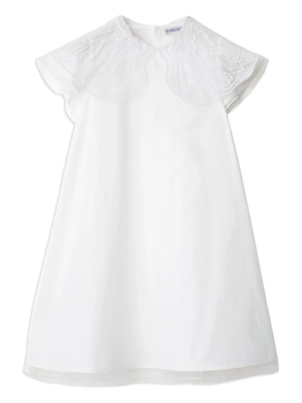 Платье с воротником из тюля BURBERRY KIDS, белый