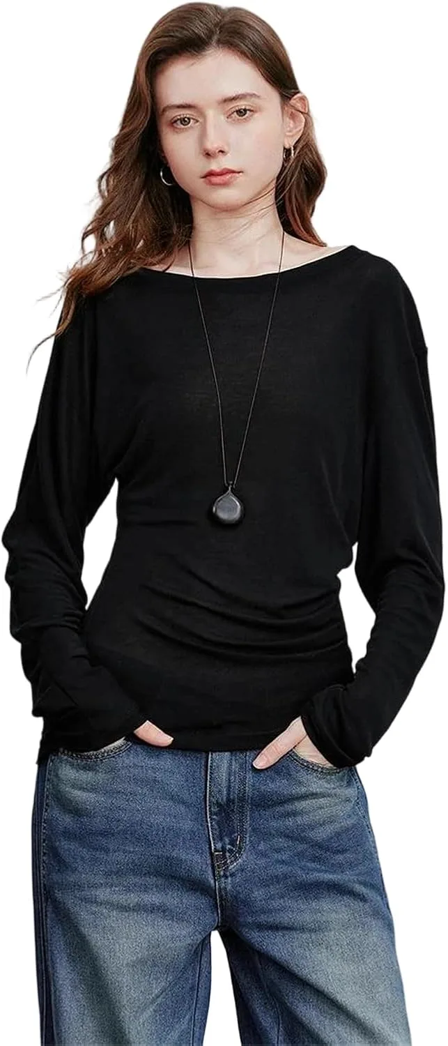 Женский длинный рукав, плиссированная шерстяная футболка Slim Fit
Женский длинный рукав, плиссированная шерстяная футболка Slim Fit