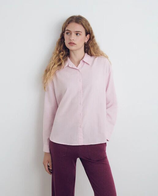 Однотонная хлопковая женская рубашка Brownie, светло-синий 
Однотонная хлопковая женская рубашка Brownie, светло-синий