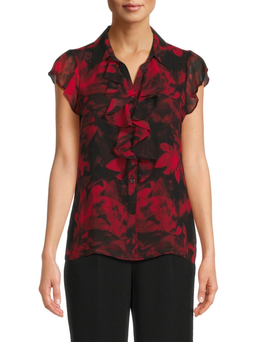 Топ с цветочным принтом и рукавами-крылышками, оборками Calvin Klein, цвет Red Multi
Топ с цветочным принтом и рукавами-крылышками, оборками Calvin Klein, цвет Red Multi