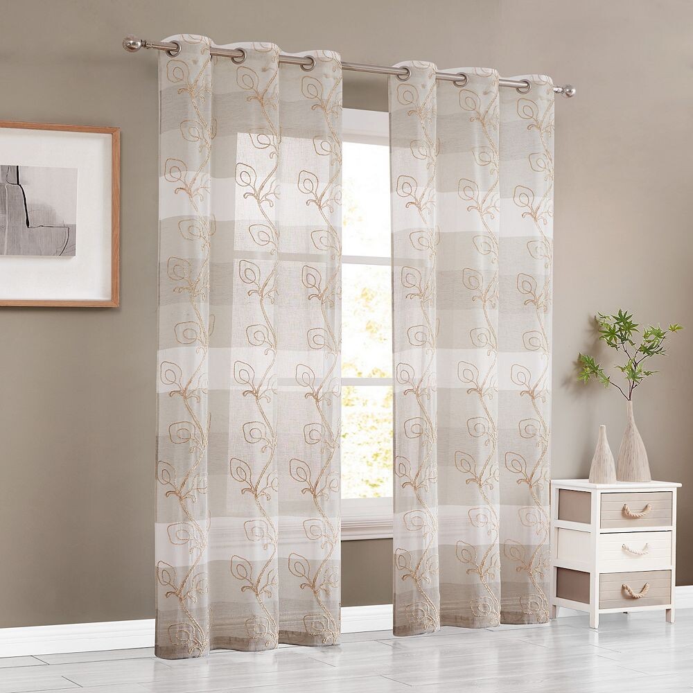 Комплект из 2 льняных оконных занавесок с цветочной вышивкой Dainty Home Silvia в полоску с эффектом омбре и текстурированной люверсом, цвет Linen
Комплект из 2 льняных оконных занавесок с цветочной вышивкой Dainty Home Silvia в полоску с эффектом омбре и текстурированной люверсом, цвет Linen