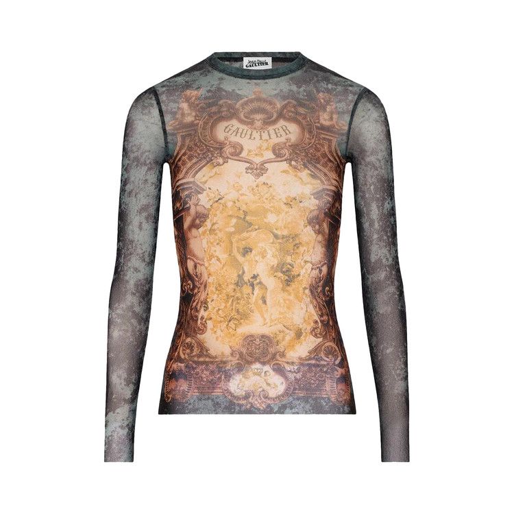 Топ Jean Paul Gaultier Mesh Long-Sleeve Top Printed Médaillon, Black/Vintage Blue/Green
Топ Jean Paul Gaultier Mesh Long-Sleeve Top Printed Médaillon, Black/Vintage Blue/Green