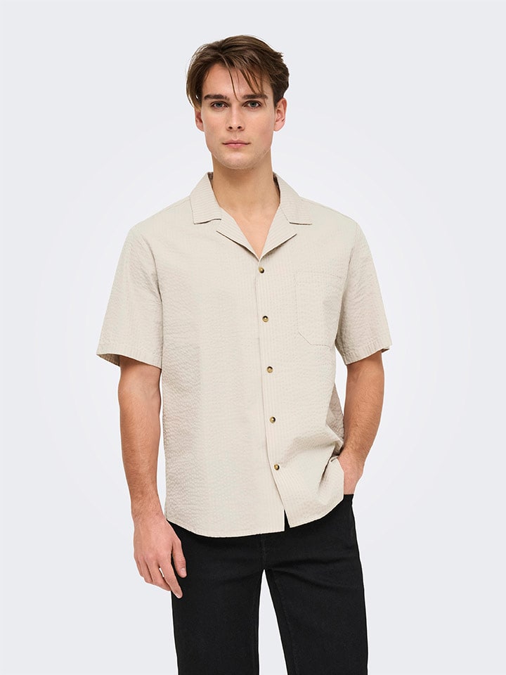 Рубашка ONLY & SONS, бежевый 
Рубашка ONLY & SONS, бежевый