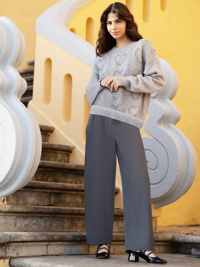 Широкие брюки для ног Yumi, серый 
Широкие брюки для ног Yumi, серый