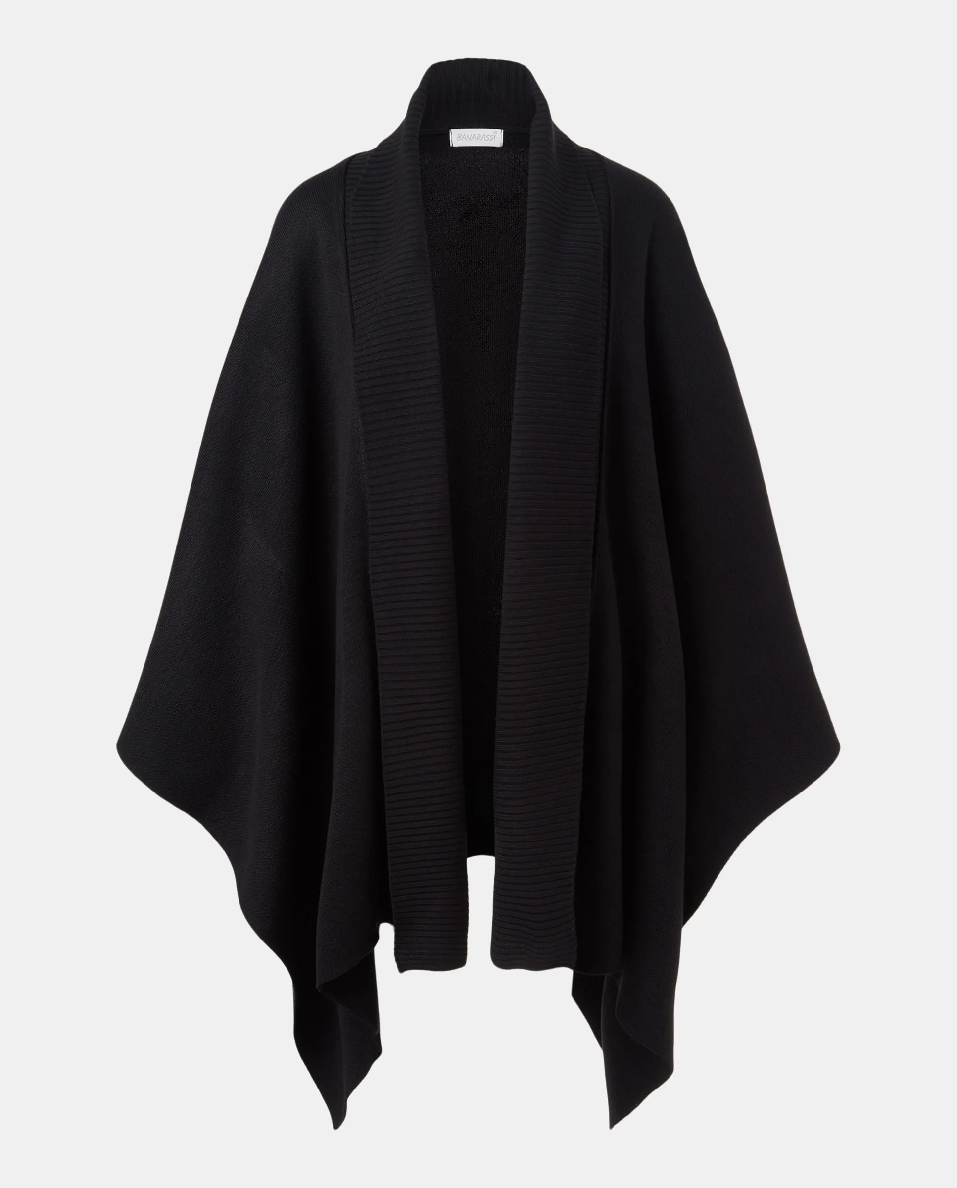 Пончо из трикотажной ткани в рубчик Banarassi, черный
Пончо из трикотажной ткани в рубчик Banarassi, черный
