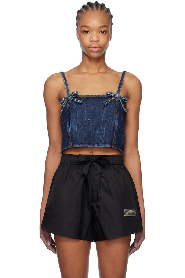 Майка с рваным ремешком из денима Future Ganni, синий
Майка с рваным ремешком из денима Future Ganni, синий