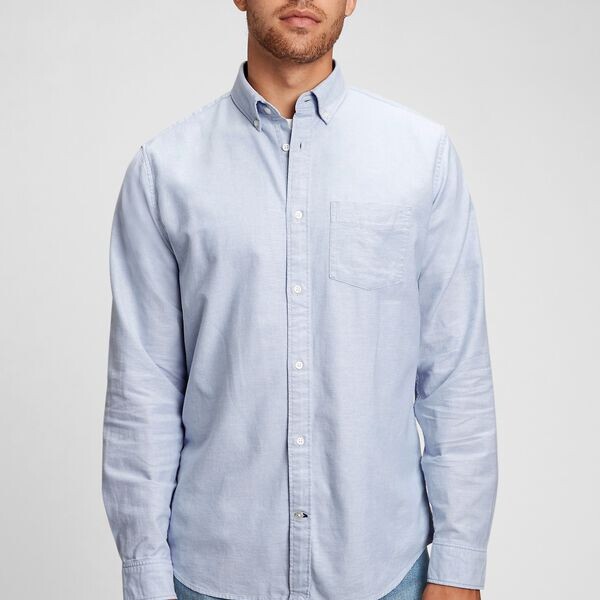 Рубашка regular-fit из хлопка оксфорд Gap, голубой
Рубашка regular-fit из хлопка оксфорд Gap, голубой