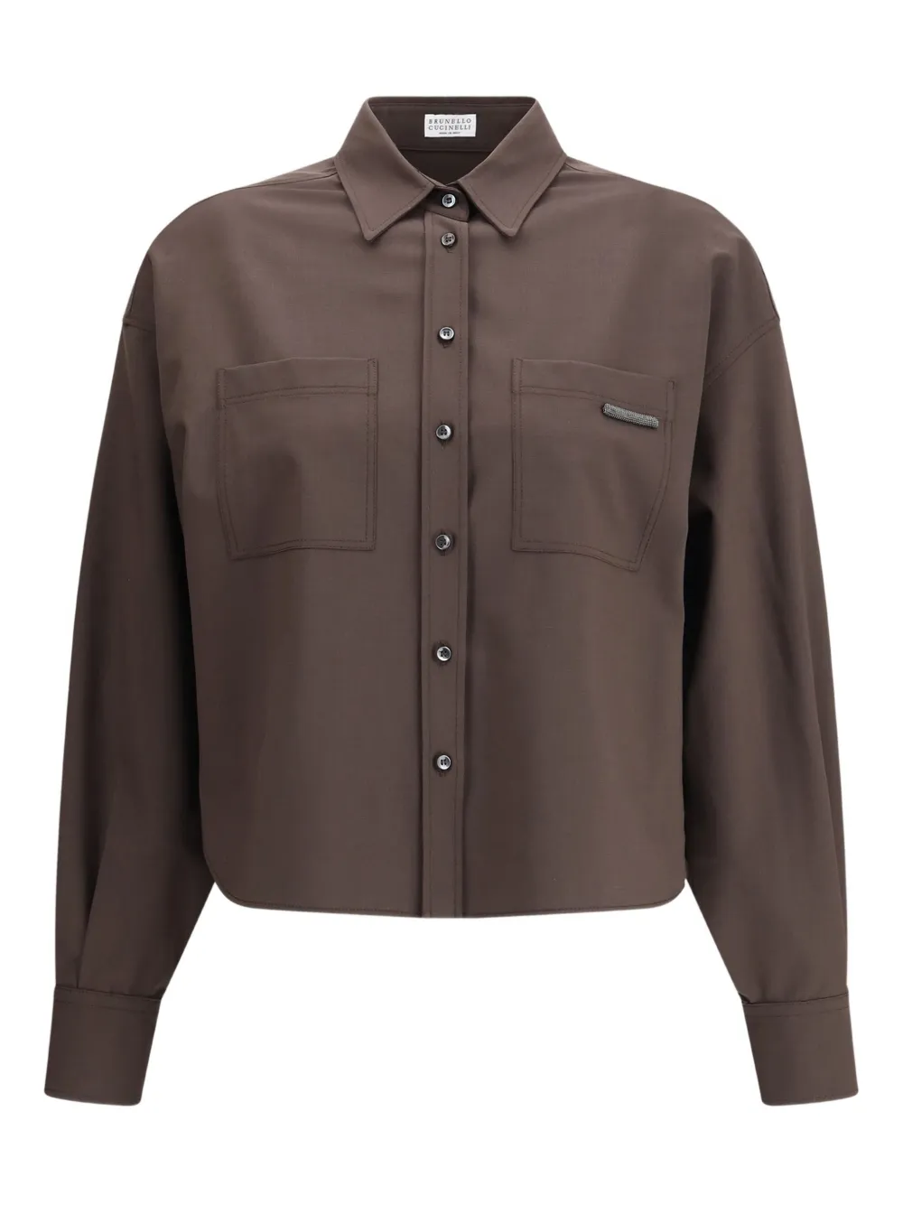 Рубашка с цепочкой Монили Brunello Cucinelli, коричневый 
Рубашка с цепочкой Монили Brunello Cucinelli, коричневый