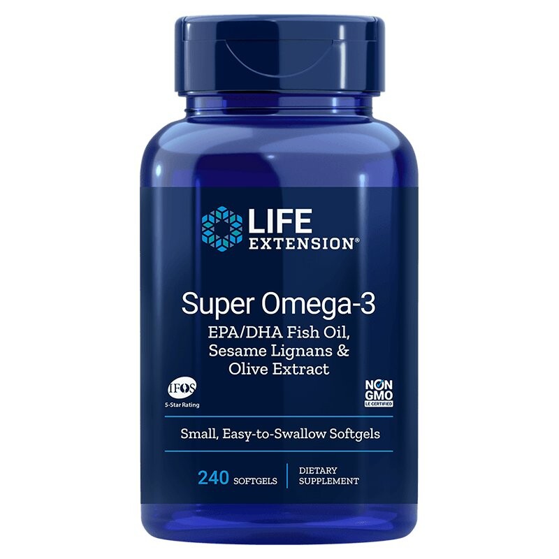 Диетическая добавка Super Omega-3 EPA/DHA с лигнанами кунжута и экстрактом оливы (120 капсул) Life Extension
Диетическая добавка Super Omega-3 EPA/DHA с лигнанами кунжута и экстрактом оливы (120 капсул) Life Extension