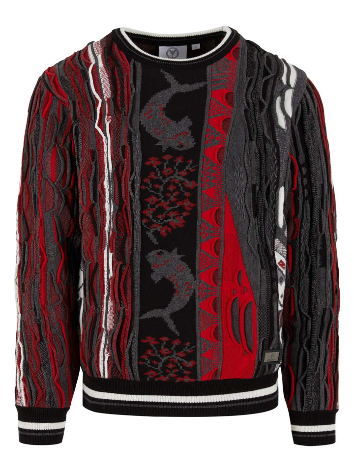 Вязаный свитер Carlo Colucci с круглым вырезом в черном, белом и красном цветах Carlo Colucci
Вязаный свитер Carlo Colucci с круглым вырезом в черном, белом и красном цветах Carlo Colucci