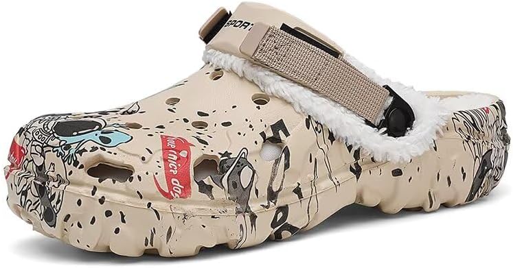 Мужские сабо - зимние садовые туфли с искусственным мехом, теплые тапочки с мультяшным принтом и регулируемым ремешком, легкие нескользящие сабо для дома и улицы Lewhosy, хаки
Мужские сабо - зимние садовые туфли с искусственным мехом, теплые тапочки с мультяшным принтом и регулируемым ремешком, легкие нескользящие сабо для дома и улицы Lewhosy, хаки