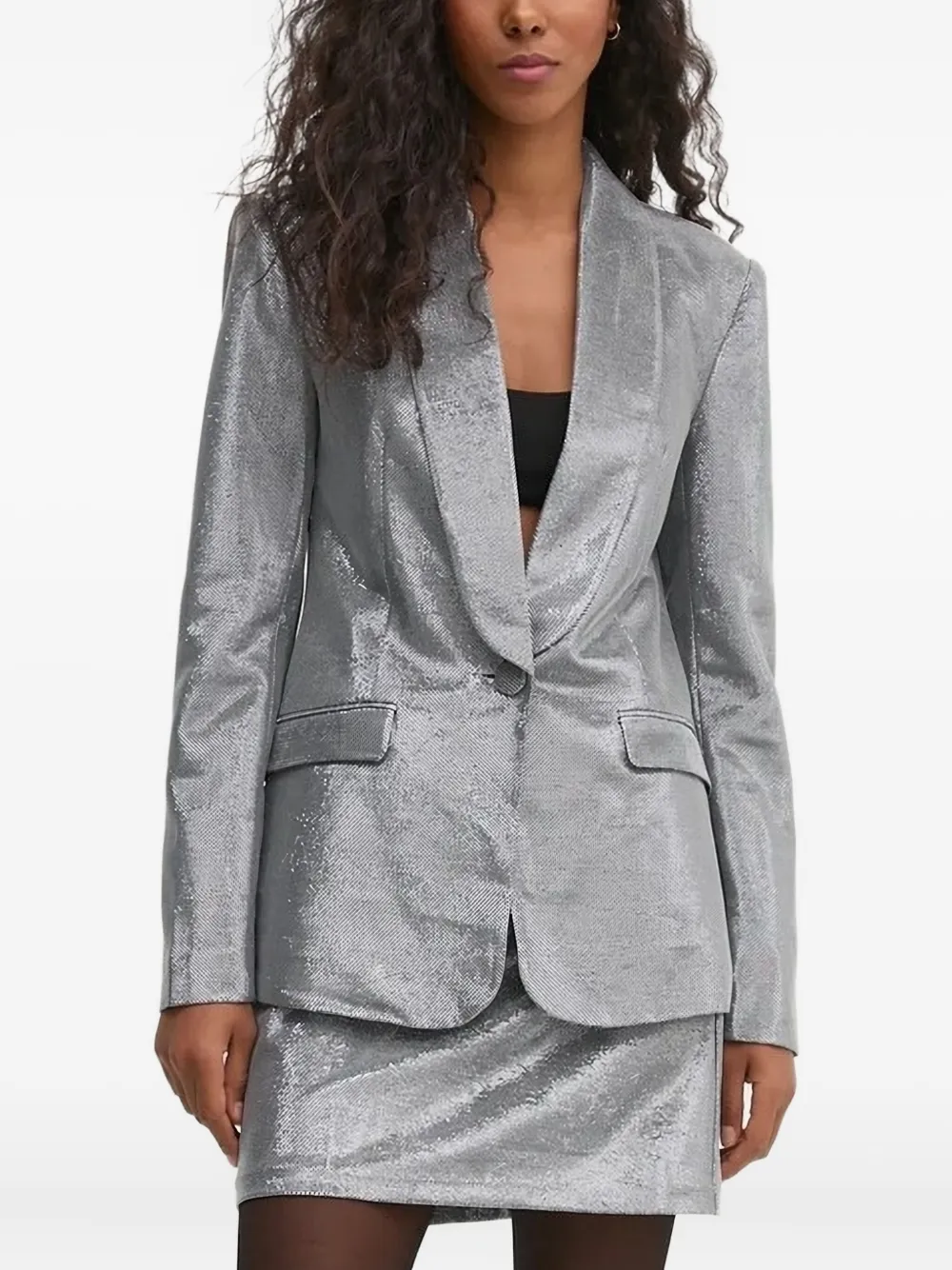 Металлический однобортный пиджак Pedro Del Hierro, серый
Металлический однобортный пиджак Pedro Del Hierro, серый