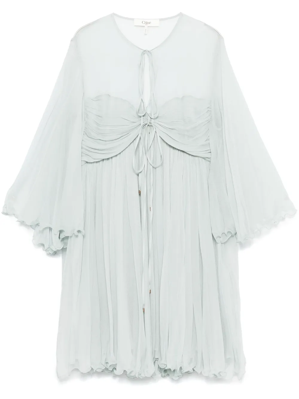 Шелковое платье мини со складками CHLOÉ, зеленый
Шелковое платье мини со складками CHLOÉ, зеленый