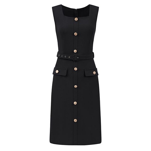 Женское офисное платье-футляр без рукавов с квадратным вырезом и поясом Inspire Chic, Black
Женское офисное платье-футляр без рукавов с квадратным вырезом и поясом Inspire Chic, Black