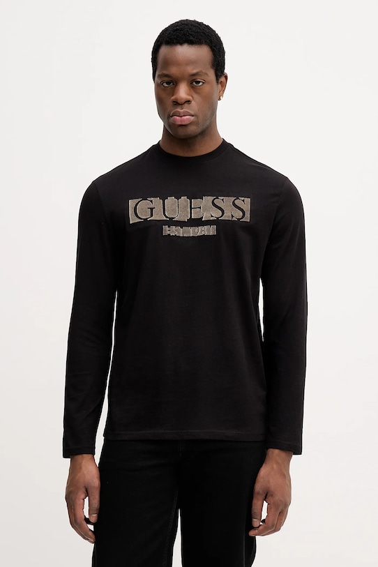 Хлопковый лонгслив Guess, черный
Хлопковый лонгслив Guess, черный