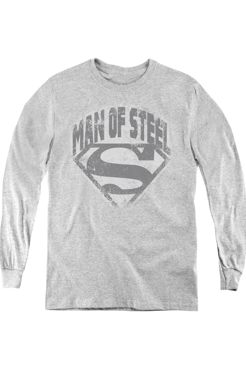 Футболка с длинным рукавом для детей "Супермен: Человек из стали" со щитом Gildan, Athletic Heather 
Футболка с длинным рукавом для детей "Супермен: Человек из стали" со щитом Gildan, Athletic Heather