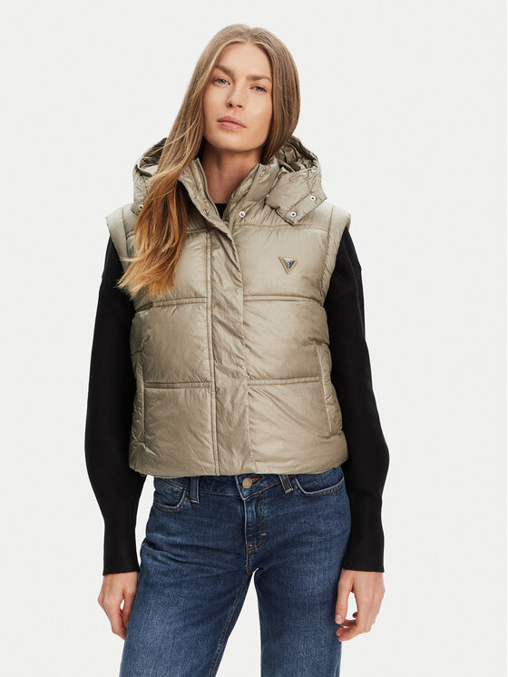 Утепленный жилет regular fit W5YL11 WHDO2 Guess, зелёный 
Утепленный жилет regular fit W5YL11 WHDO2 Guess, зелёный