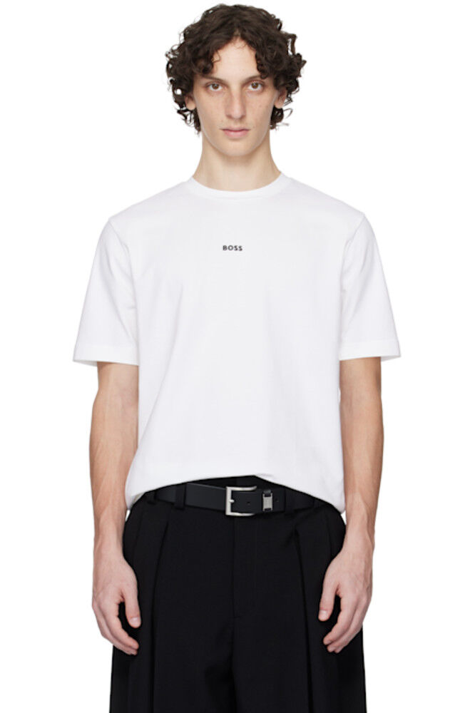 Белая футболка свободного кроя из эластичного хлопка с логотипом BOSS
Белая футболка свободного кроя из эластичного хлопка с логотипом BOSS