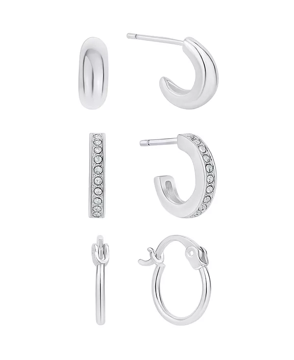 Комплект из трех серег-колец с кристаллами And Now This, silver
Комплект из трех серег-колец с кристаллами And Now This, silver