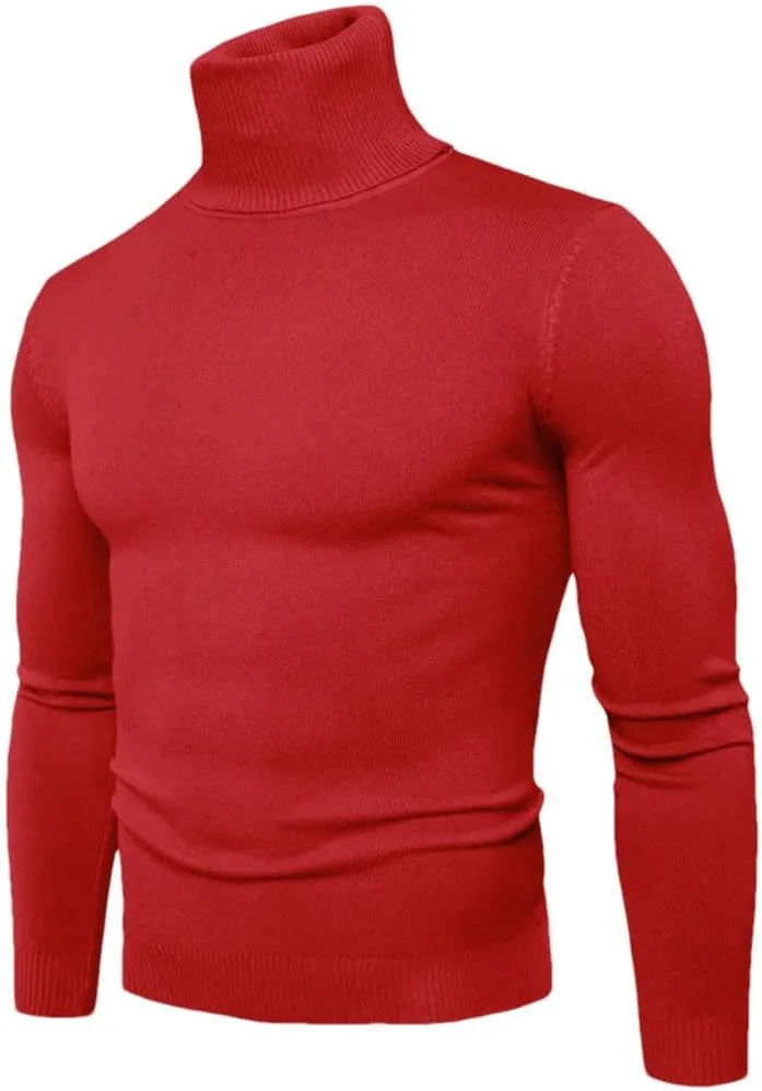 Мужской однотонный вязаный свитер с высоким воротником
Мужской однотонный вязаный свитер с высоким воротником