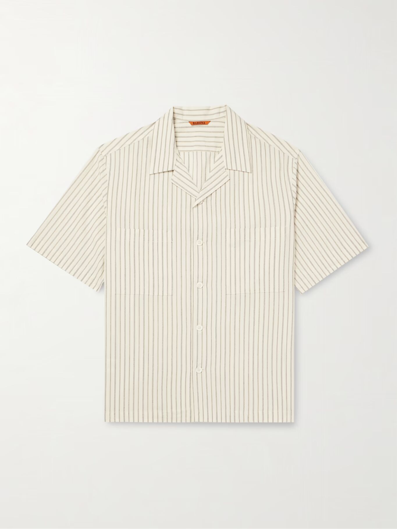 Рубашка из хлопка в полоску с воротником-стойкой Solana BARENA, экрю 
Рубашка из хлопка в полоску с воротником-стойкой Solana BARENA, экрю