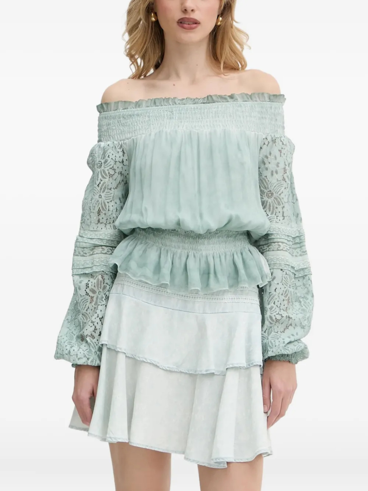 Блузка GUESS USA с кружевной отделкой и сборками, синий
Блузка GUESS USA с кружевной отделкой и сборками, синий