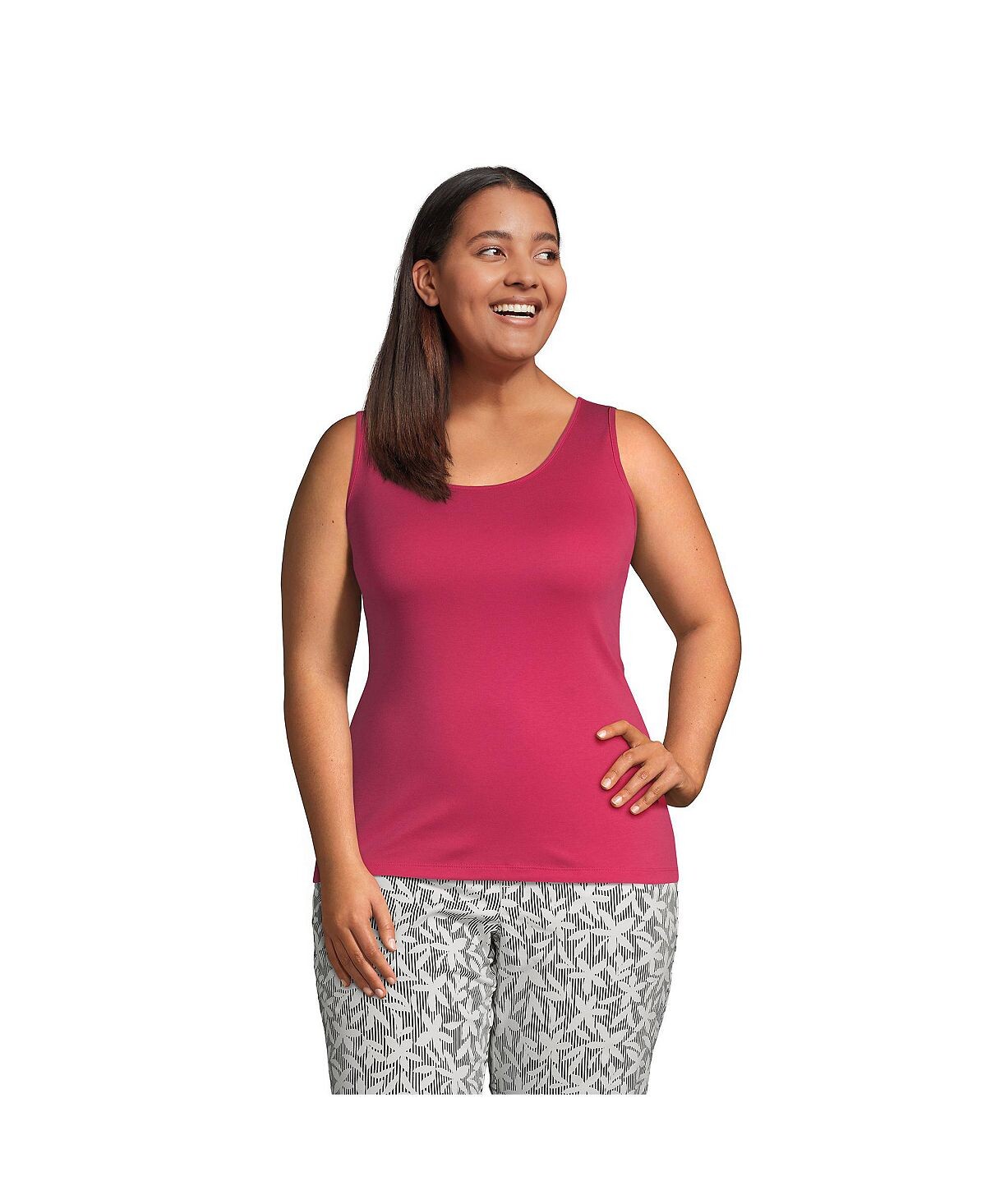 Женская хлопковая майка больших размеров Lands' End, розовый
Женская хлопковая майка больших размеров Lands' End, розовый