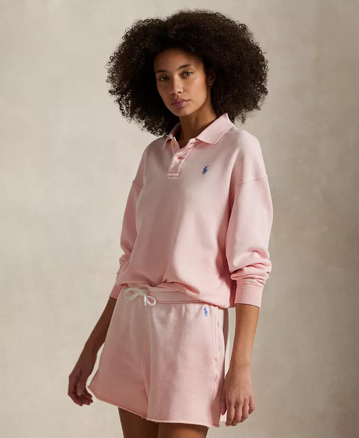 Женская легкая флисовая толстовка-поло с длинным рукавом Polo Ralph Lauren, розовый 
Женская легкая флисовая толстовка-поло с длинным рукавом Polo Ralph Lauren, розовый