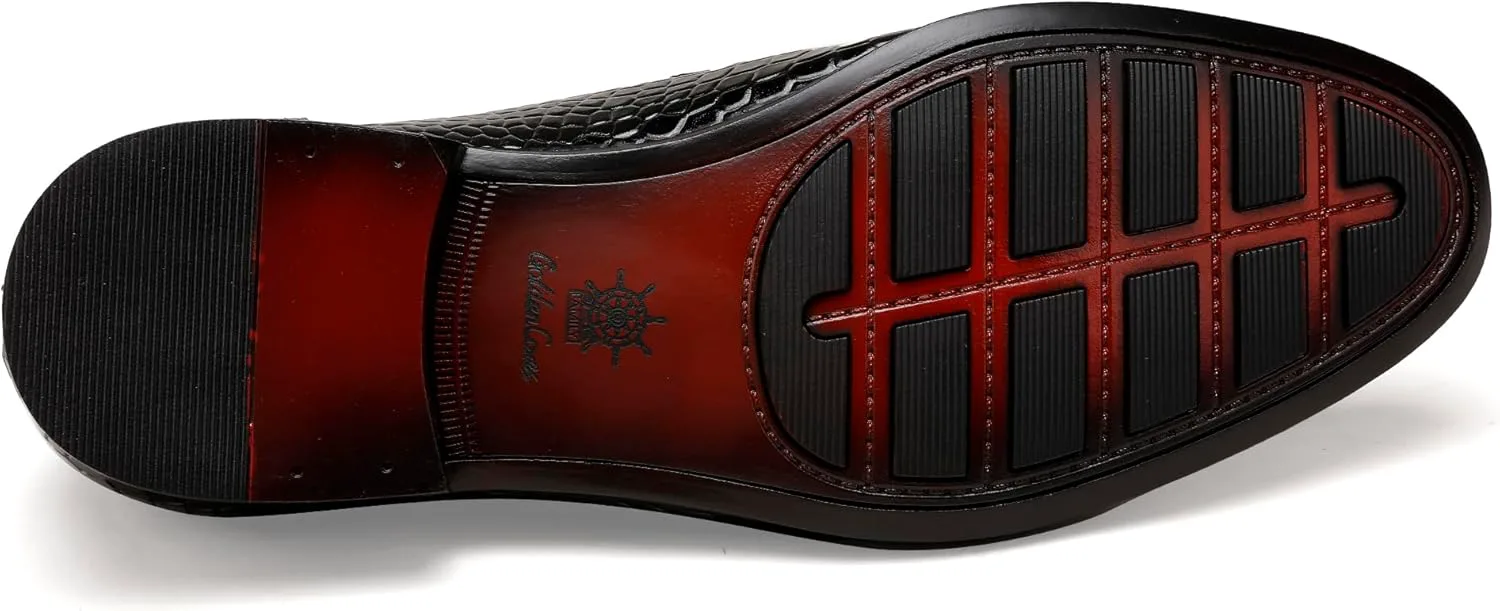 Лоферы с кисточками для мужчин, повседневные туфли из кожи с тиснением под крокодила, с кисточками, без шнурков, лоферы с пенни для мужчин GOLDEN COXES FAMILY, черный
Лоферы с кисточками для мужчин, повседневные туфли из кожи с тиснением под крокодила, с кисточками, без шнурков, лоферы с пенни для мужчин GOLDEN COXES FAMILY, черный