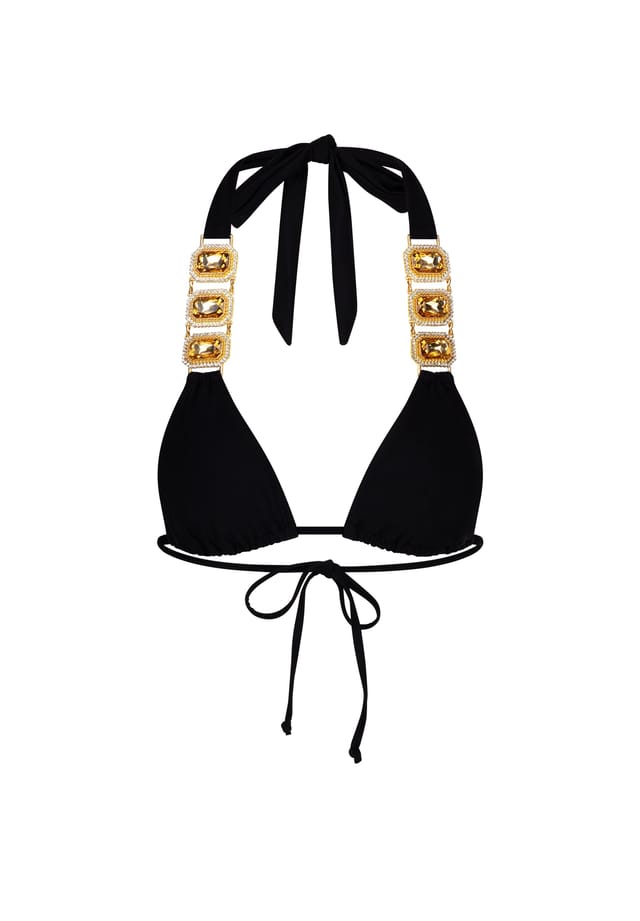 Верх бикини Boujee с отделкой из сверкающих камней Moda Minx, черный
Верх бикини Boujee с отделкой из сверкающих камней Moda Minx, черный