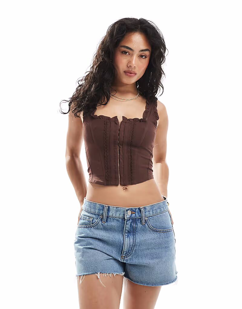 Корсетный топ Miss Selfridge с отделкой на крючках и петлях шоколадного цвета
Корсетный топ Miss Selfridge с отделкой на крючках и петлях шоколадного цвета