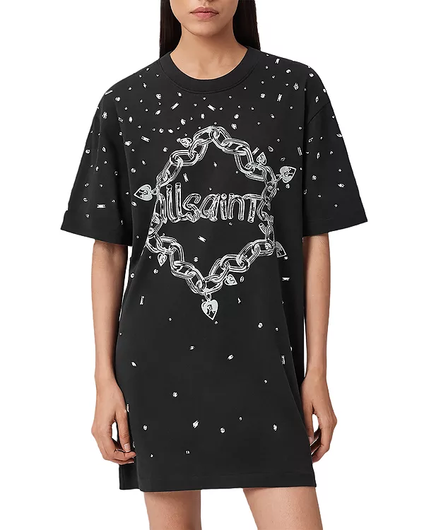 Платье-Футболка с эффектом капель Allsaints, черный
Платье-Футболка с эффектом капель Allsaints, черный