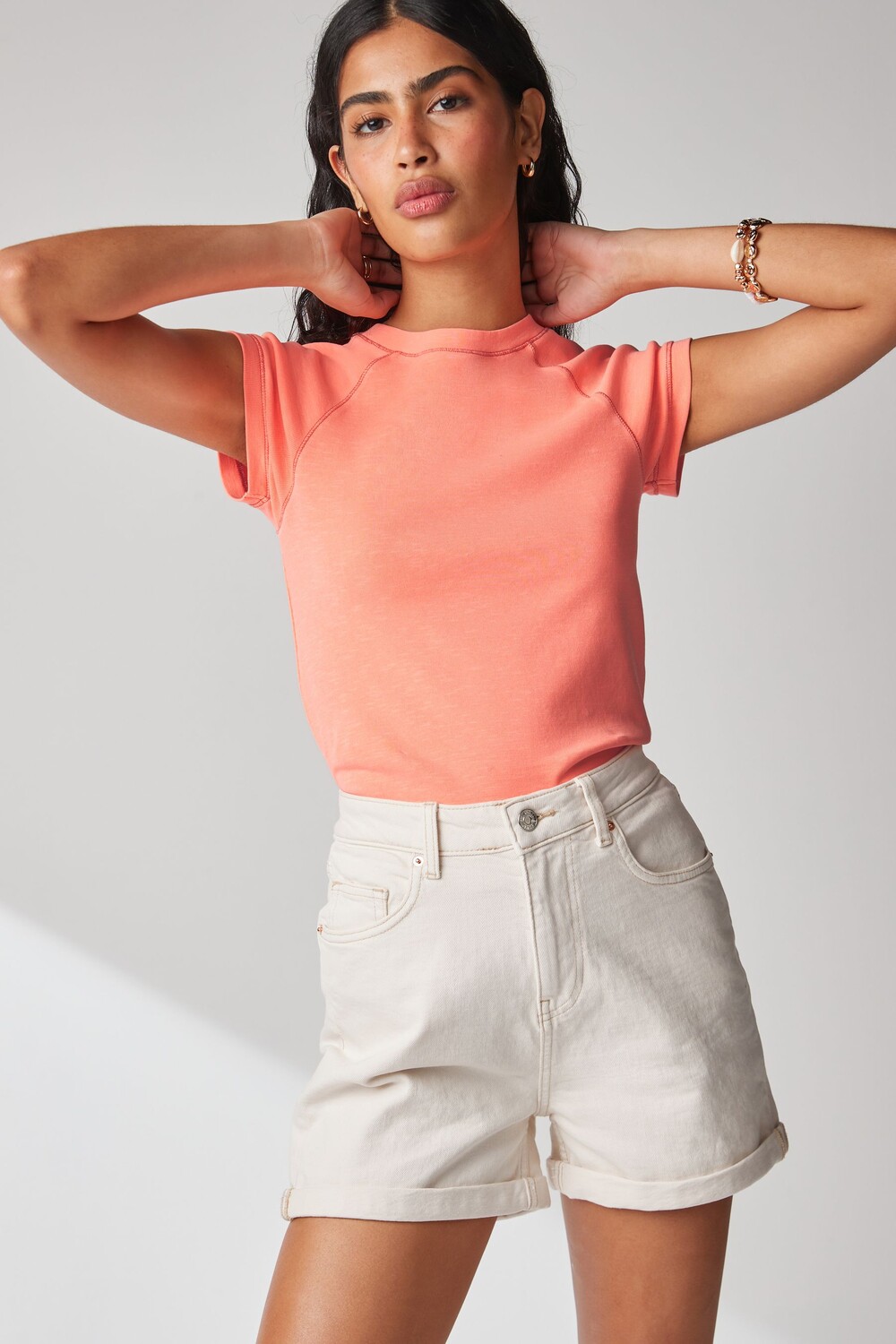 Топ реглан с круглым вырезом и короткими рукавами Next, оранжевый
Топ реглан с круглым вырезом и короткими рукавами Next, оранжевый