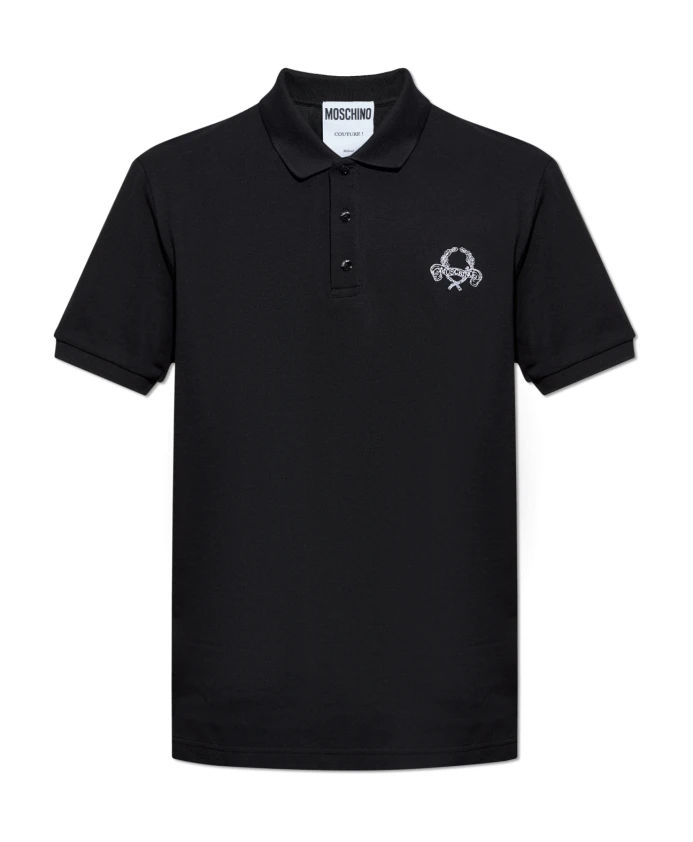 Хлопковая рубашка-поло с вышитым логотипом. Moschino, черный
Хлопковая рубашка-поло с вышитым логотипом. Moschino, черный