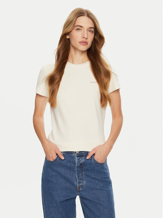 Футболка узкого кроя Guess, экрю 
Футболка узкого кроя Guess, экрю