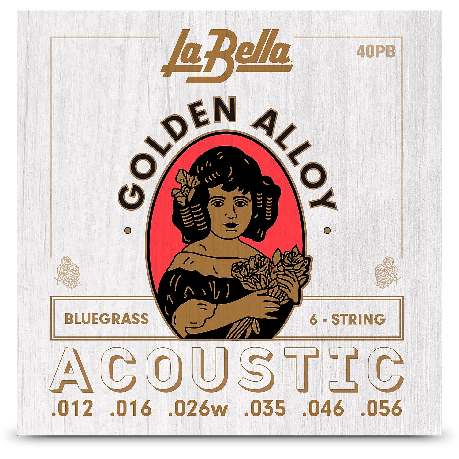 Струны для 6-струнной акустической гитары La Bella Golden Alloy Bluegrass (12–56)