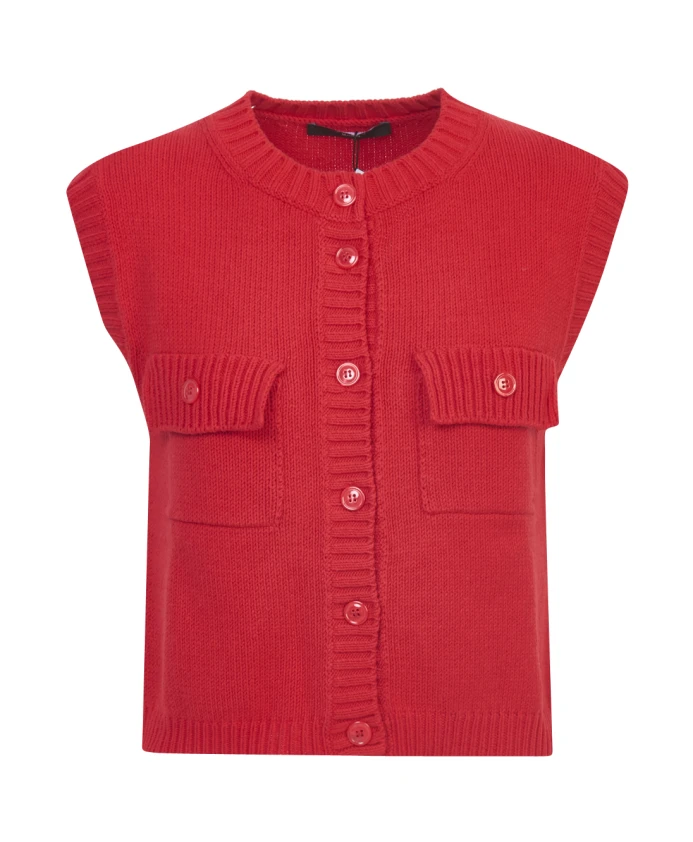 Красный вязаный жилет с перламутровыми пуговицами Weekend Max Mara, красный
Красный вязаный жилет с перламутровыми пуговицами Weekend Max Mara, красный